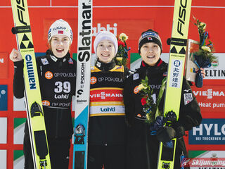 Anna Odine Stroem (NOR), Nika Prevc (SLO), Nozomi Maruyama (JPN)