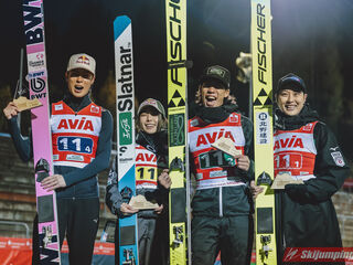 Ryoyu Kobayashi (JPN), Sara Takanashi (JPN), Ren Nikaido (JPN), Nozomi Maruyama (JPN)