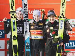 Anna Odine Stroem (NOR), Nika Prevc (SLO), Nozomi Maruyama (JPN)