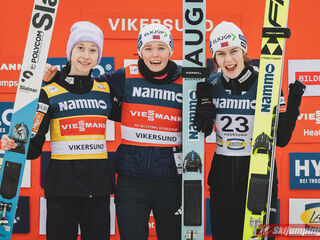 Nika Prevc (SLO), Eirin Maria Kvandal (NOR), Anna Odine Stroem (NOR)
